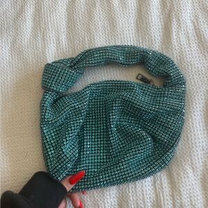Sparkling Teal Rhinestone Handbag